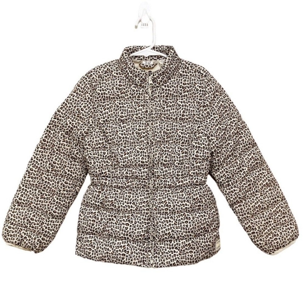 GAP Kids Leopard Print Puffer Jacket Size S/6-7